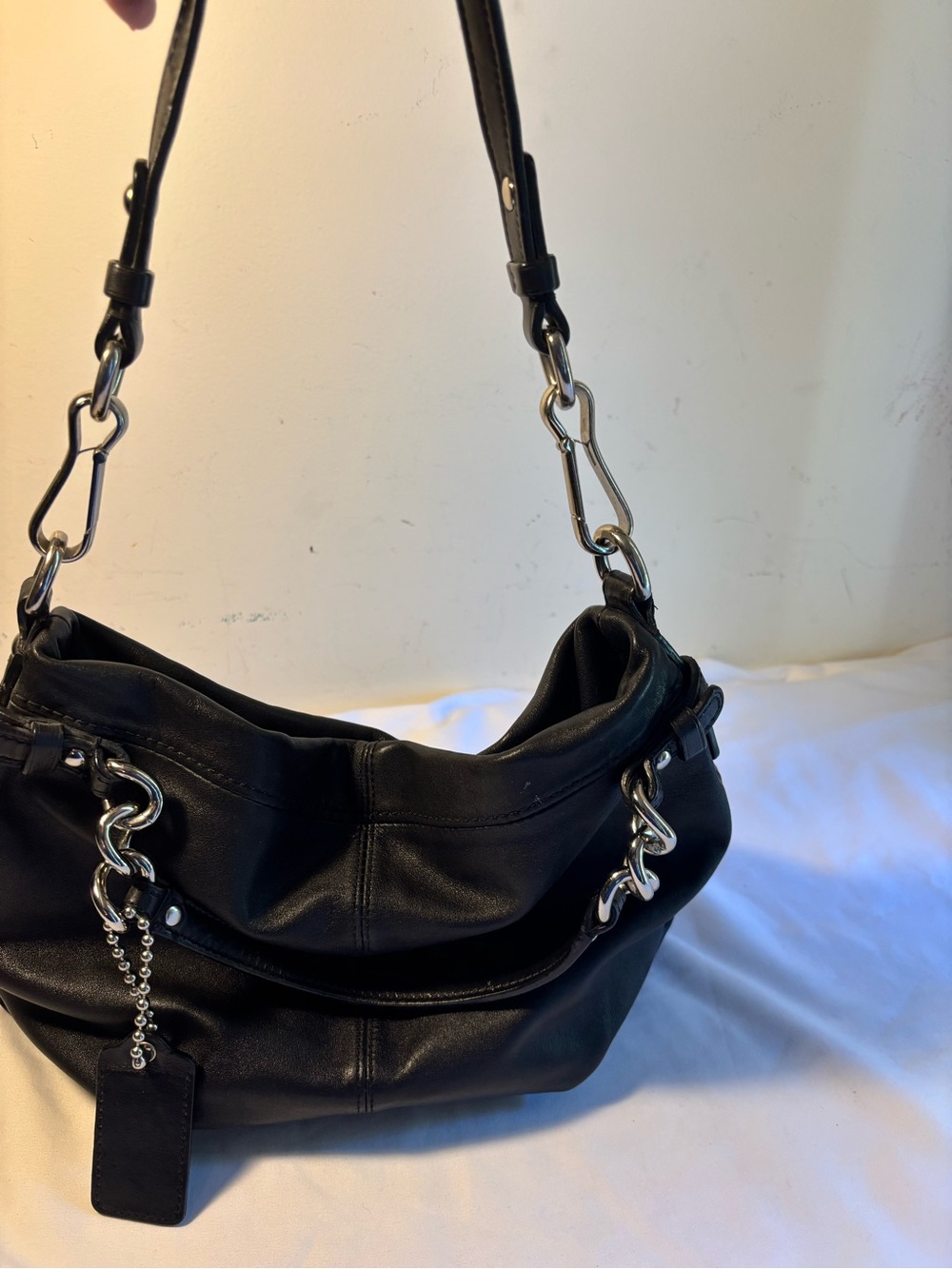 Coach Brooke #14820 in a soft smooth black leather with silver hardware accents - Picture 6 of 14